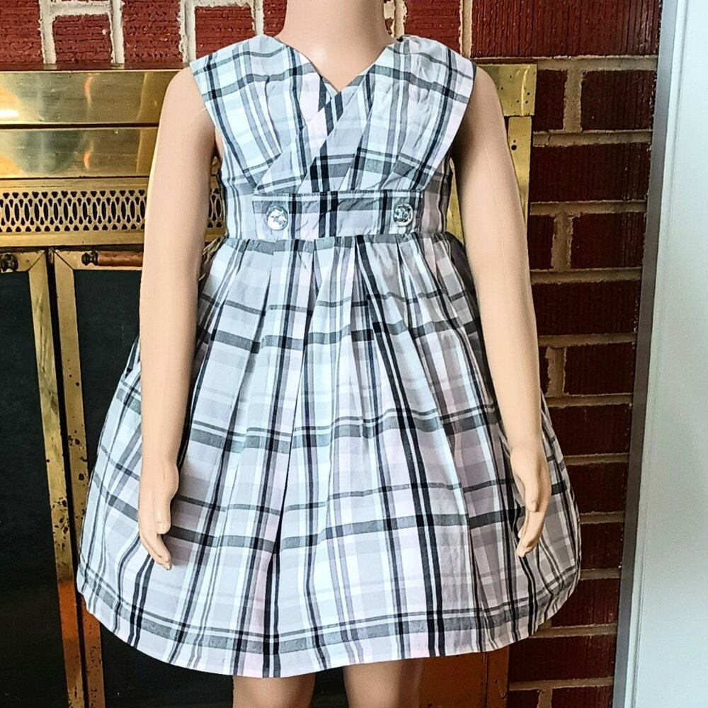 Gray & Pink Plaid Party Dress 2T Fit & Flare Gray Tulle Crinoline Pleated Top